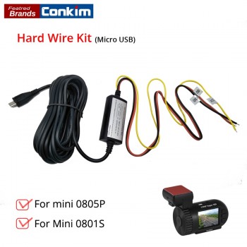 Conkim Car DVR Hard Wire Kit Micro USB DC12V to 5V Power Converter Hardwire Charger For DVRs Mini 0805P/0801s Parking Guard Wire