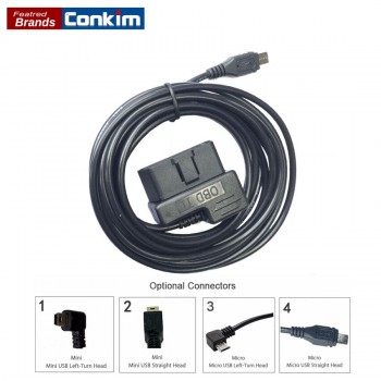Conkim OBD Hard Wire Kit DC12V to 5V Inverter Converter Mini/MicroUSB Power Connector Car DVR Hardwire Kit Charger DashCam Cable