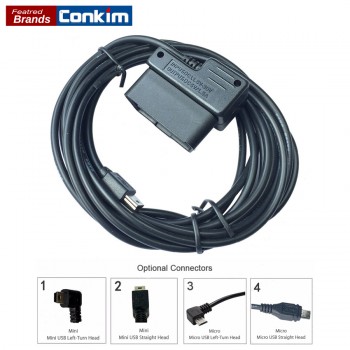 Conkim OBD Hard Wire Kit Mini USB/ Micro USB Connector For Car DVR 5V 1.5A 3M