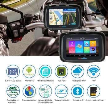 Fodsports 5 inch motorcycle navigator android 6.0 wifi 16G moto car gps ipx7 waterproof FM motorbike navigation 3000mAh battery