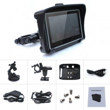 4.3 inch Motorcycle Car GPS Navigation Moto Bicycle Navigator IPX7 Waterproof FM Bulit in 8G Bluetooth Factory Selling Free Map