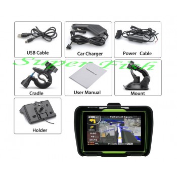 2016 New Version 4.3 Inch 8GB FM Waterproof Motorcycle Car Cycling Bluetooth GPS Navigation+Free Updated Maps for Most Country