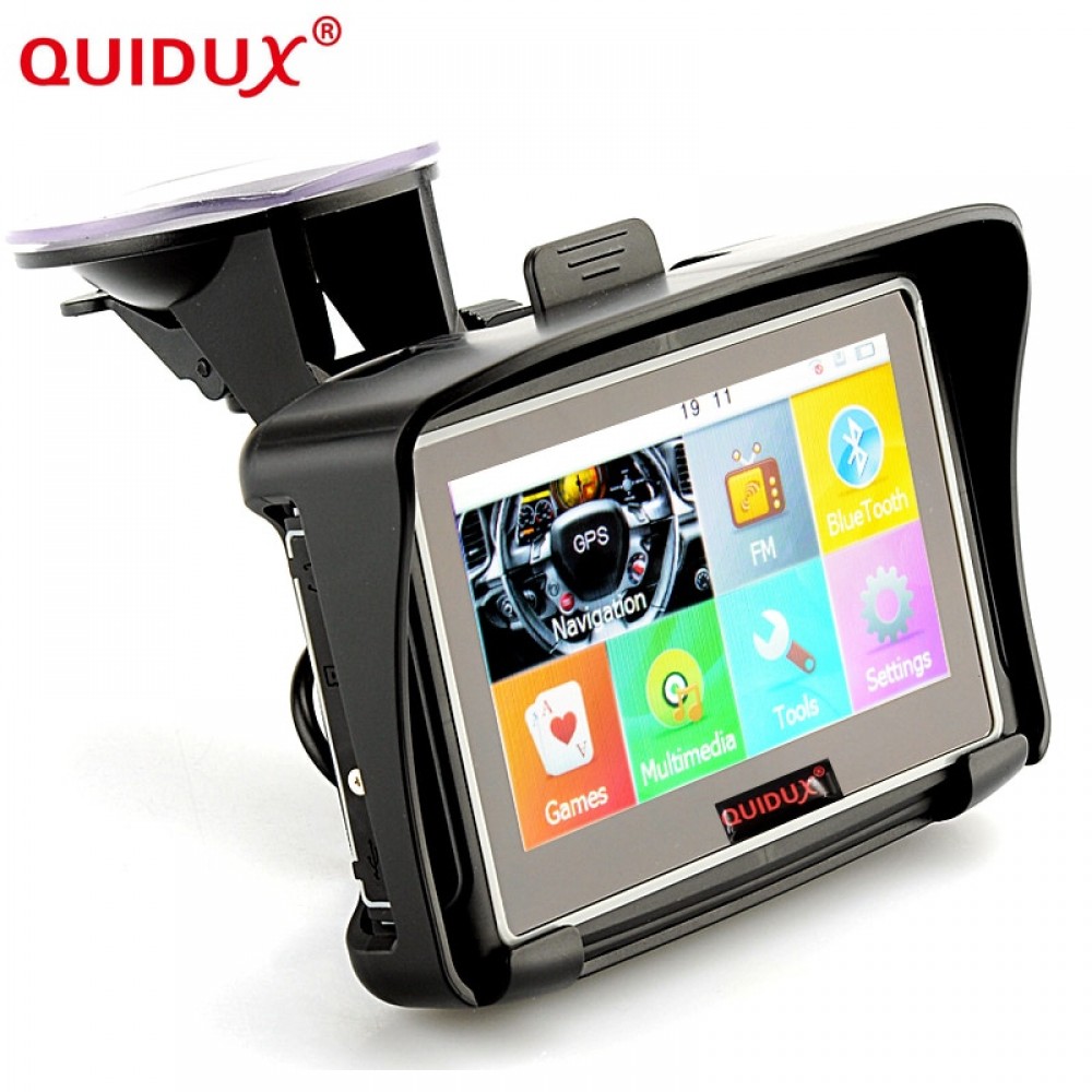 QUIDUX Waterproof Motorcycle GPS - 4.3 Inch Win CE 6.0 Car GPS Navigator - Built-in 8GB Flash DDR256 with Map-FM/Bluetooth