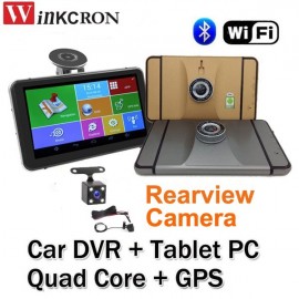 7.0 Rear View Camera GPS Navigation Car DVR Camera Android WIFI 1080P DVR Recorder Built in 8GB Truck Vehicle GPS Free Maps