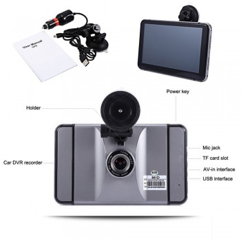 7 DVR Dash Cam GPS Navigation Car Rear view Camera Android WIFI Quad-core Truck vehicle gps Russia/Europe Two cameras free map