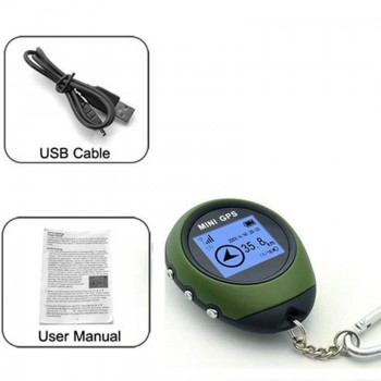 Mini Handheld GPS Receiver Tracker and Location Finder with Keychain USB Rechargeable for Outdoor Sport Travel
