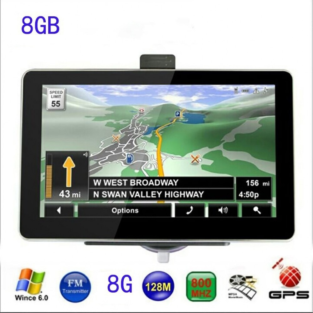 7 inch Car GPS Navigation 8GB with FM MP3 MP4 256MB DDR/800MHZ Detailed Maps Russian or other Free latest Maps Multi-languages