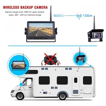 Digital Wireless Backup Camera kit LCD Rearview Monitor IP69 Waterproof Night Vision Backup Reverse Cam