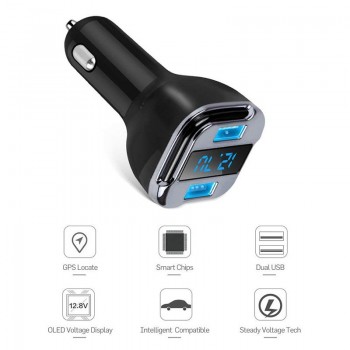 GPS Dual USB Car Charger 2 Port USB Adapter Quick Charger GPS APP Setting Control Auto Parts