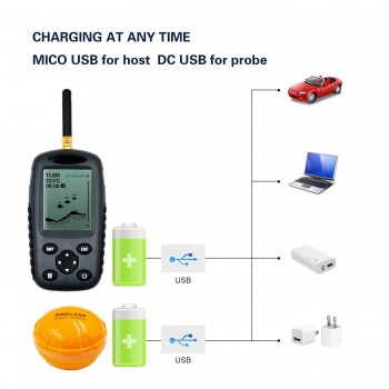 Visual HD Fishing Detector Marine GPS Wireless Plastic Fish Detector  LCD Boat Finder Transducer Depth Alarm Wireless Underwater