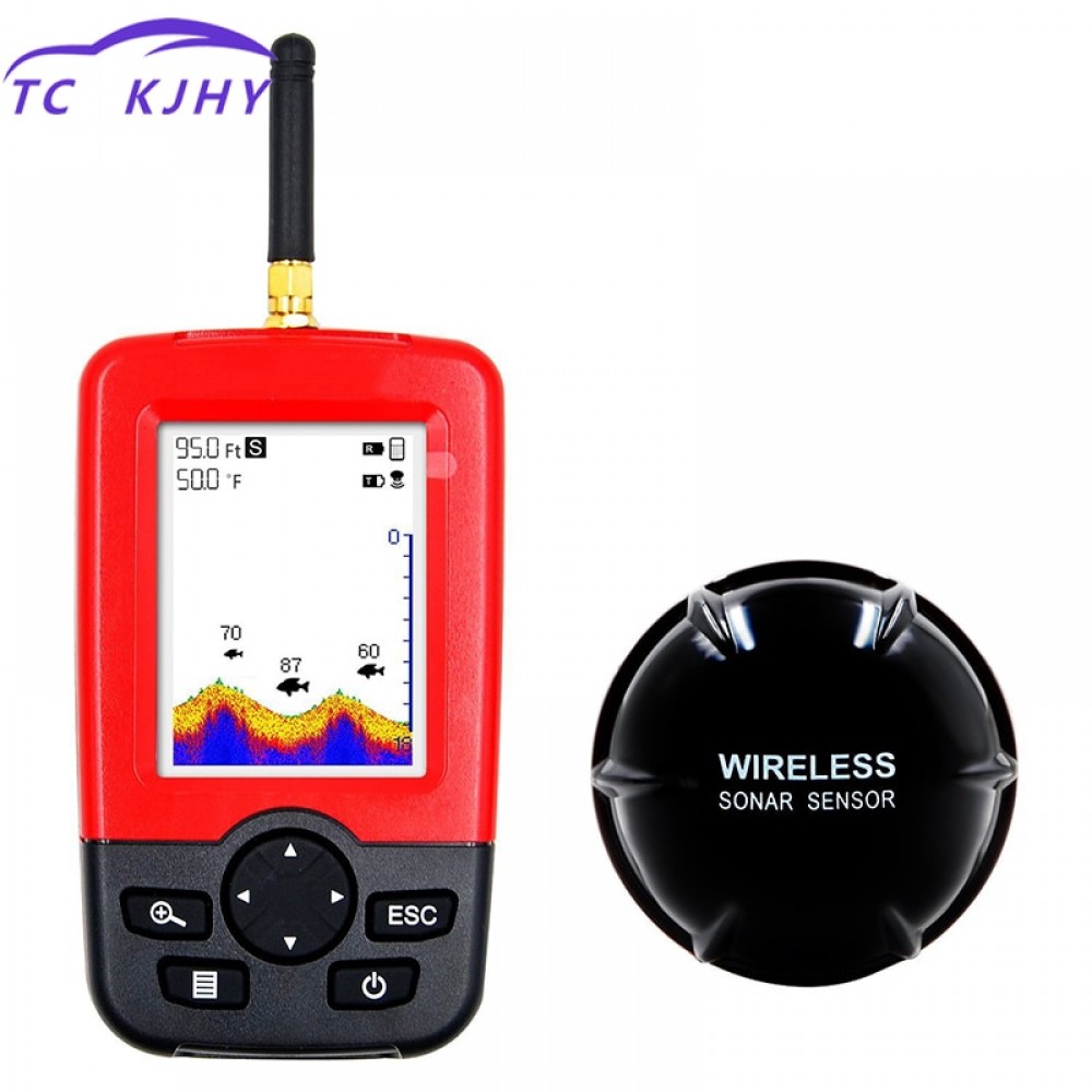 Marine GPS Depth Locator Ocean Boat Alarm Fish Detector Wireless Plastic Fish Detector LCD Boat Finder Transducer Display