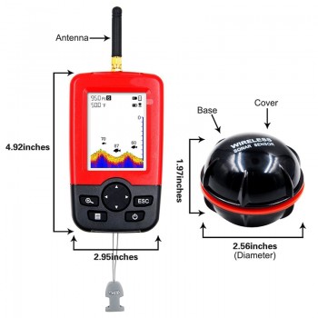 Marine GPS Depth Locator Ocean Boat Alarm Fish Detector Wireless Plastic Fish Detector LCD Boat Finder Transducer Display