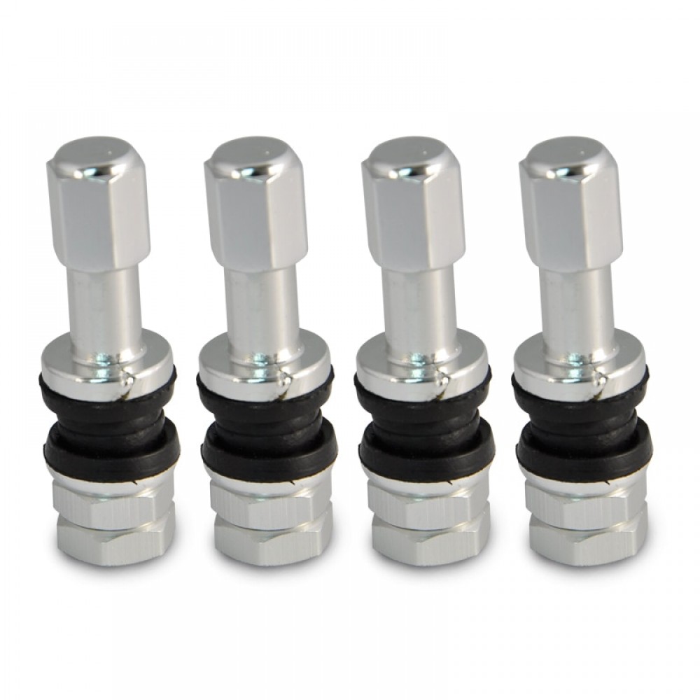 LOPOR 4Pcs/Set Car Aluminum Tubeless Wheel Tire Valve Stem With Dust Cap Silver