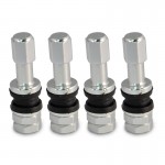 LOPOR 4Pcs/Set Car Aluminum Tubeless Wheel Tire Valve Stem With Dust Cap Silver