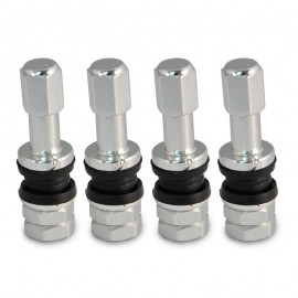 LOPOR 4Pcs/Set Car Aluminum Tubeless Wheel Tire Valve Stem With Dust Cap Silver