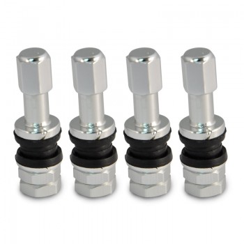 LOPOR 4Pcs/Set Car Aluminum Tubeless Wheel Tire Valve Stem With Dust Cap Silver