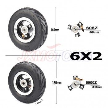 6X2 Inflation Tire Wheel Use 6 Tire Alloy Hub 160mm Pneumatic Tyre Electric Scooter F0 Pneumatic Wheel Trolley Cart Air Wheel