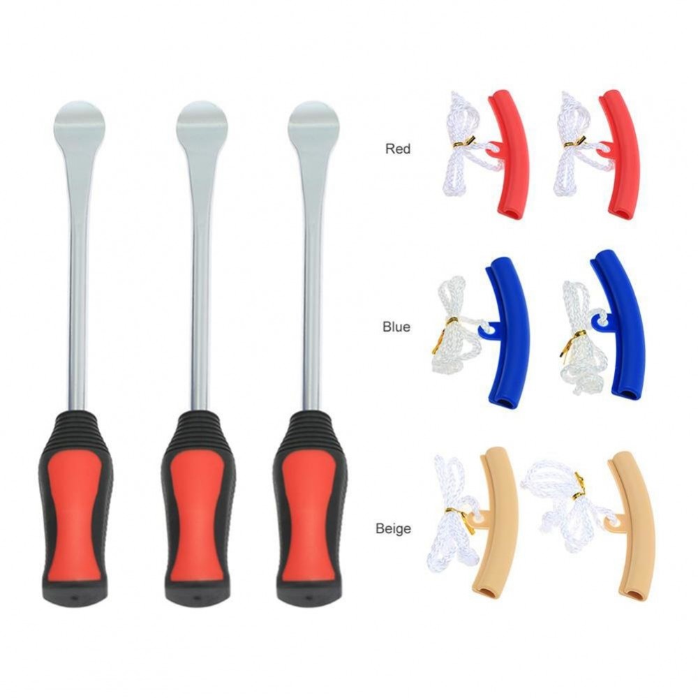 3 Pcs Motorcycle Tire Lever Tool Spoon Add 2 Pcs Tire Protection Cover Tire Repair Tools Maintenance Care Combination To Sell