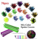 76pcs 216mm 191mm Motorcycle Wheel Rim Spoke Skins Covers Tubes Pipes Wheels Trim Protector Mix Color