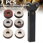 7Pcs/Set Steel Knurling Tool Diagonal Dual Wheel Linear Knurl Kit Lathe Cutter Machine Tools Accessories 0.5mm/1mm/2mm New