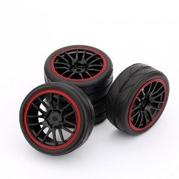 4PCS RC 1/10 Car On Road Wheel Rim Rubber Tyre Tires Fit HSP HPI 9068-6081 Car Accessories Rubber tires + Wheel Rim NEW Arrivals