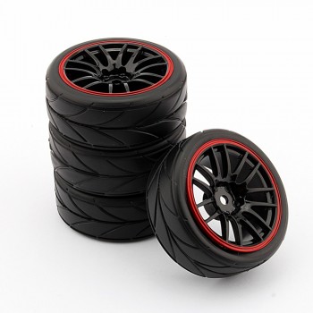 4PCS RC 1/10 Car On Road Wheel Rim Rubber Tyre Tires Fit HSP HPI 9068-6081 Car Accessories Rubber tires + Wheel Rim NEW Arrivals
