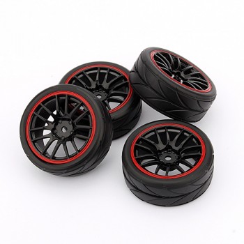 4PCS RC 1/10 Car On Road Wheel Rim Rubber Tyre Tires Fit HSP HPI 9068-6081 Car Accessories Rubber tires + Wheel Rim NEW Arrivals