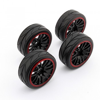 4PCS RC 1/10 Car On Road Wheel Rim Rubber Tyre Tires Fit HSP HPI 9068-6081 Car Accessories Rubber tires + Wheel Rim NEW Arrivals