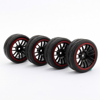 4PCS RC 1/10 Car On Road Wheel Rim Rubber Tyre Tires Fit HSP HPI 9068-6081 Car Accessories Rubber tires + Wheel Rim NEW Arrivals