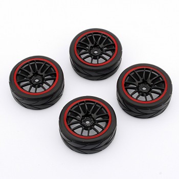 4PCS RC 1/10 Car On Road Wheel Rim Rubber Tyre Tires Fit HSP HPI 9068-6081 Car Accessories Rubber tires + Wheel Rim NEW Arrivals
