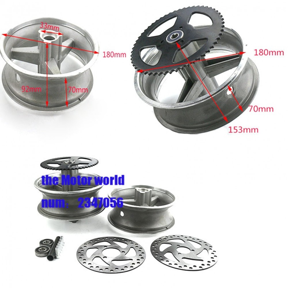 MINI  bike Aluminum Wheel 110/50-6.5 and 90/65-6.5 front and rear Hub for pocket bike 47cc 49cc Free shipping