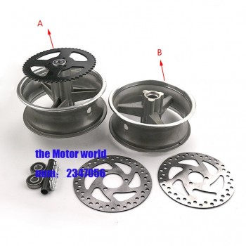 MINI  bike Aluminum Wheel 110/50-6.5 and 90/65-6.5 front and rear Hub for pocket bike 47cc 49cc Free shipping