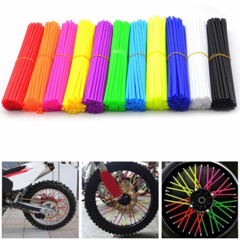 72pcs/pack Motorcycle Motocross Pit Dirt Bike Wheel Spoke Covers Motocross Dirt Bike Wheel Rim Guard Protector Wraps Cover