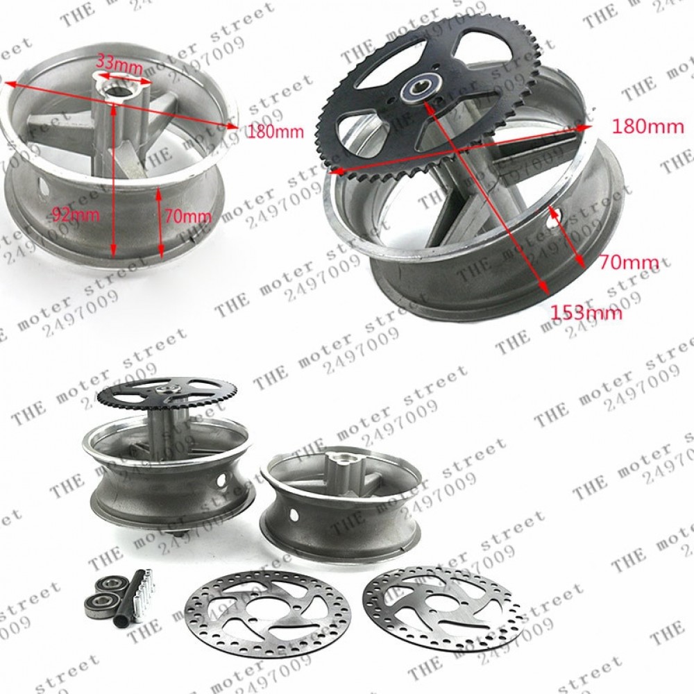 pocket bike Aluminum Wheel 110/50-6.5 or 90/65-6.5 front and rear Hub with Brake disc for pocket bike 47cc 49cc Free shipping