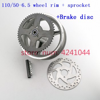 90/65-6.5 front or 110/50-6.5 rear Aluminum Wheel hub,Sprocket,Brake disc Axle bearing fits 49cc Mini Dirt Bike e Scooter Moto