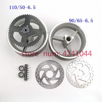 90/65-6.5 front or 110/50-6.5 rear Aluminum Wheel hub,Sprocket,Brake disc Axle bearing fits 49cc Mini Dirt Bike e Scooter Moto