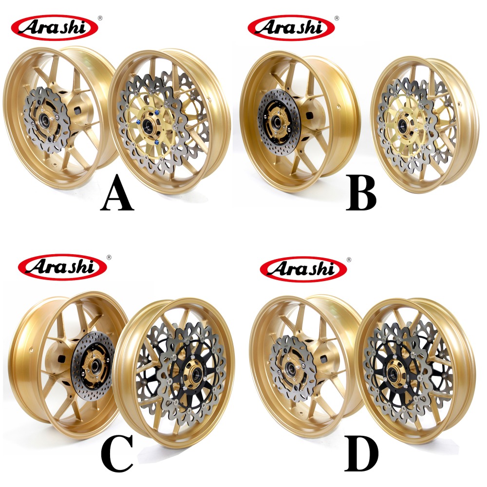 Arashi CBR1000RR Wheel Rim Rear Rims For Honda CBR 1000 RR 1000RR 2006-2016 Front Rear Brake Disc 2007 2008 2009 2010 GOLD 16 15