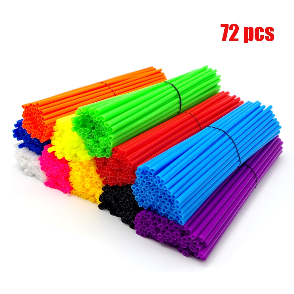 72pcs Motorcycle Dirt Bike Wheel Rim Spoke Skins Covers Wrap Tubes Decor Protector FOR KAWASAKI 500 CR YZ RM KX KLX250 KLX450R