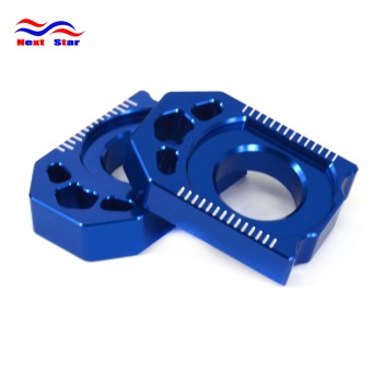Blue CNC Rear Chain Adjuster Axle Block with Spool Slider For YAMAHA YZ125 YZ YZF YZX WRF 250 450 YZ250FX WR250R WR250X
