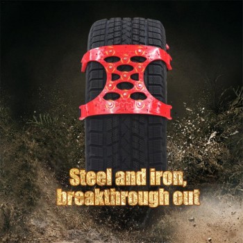 6pcs Lot New Double Buckle Car Snow Tire Adjustable Anti-skid Chains Thickened Beef Tendon Wheel Chain for Snow Mud Road + Free