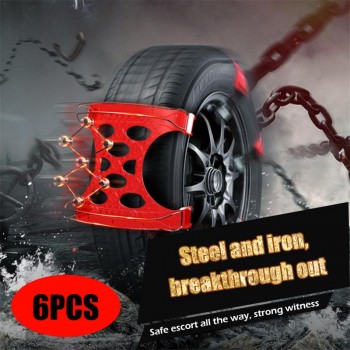 6pcs Lot New Double Buckle Car Snow Tire Adjustable Anti-skid Chains Thickened Beef Tendon Wheel Chain for Snow Mud Road + Free