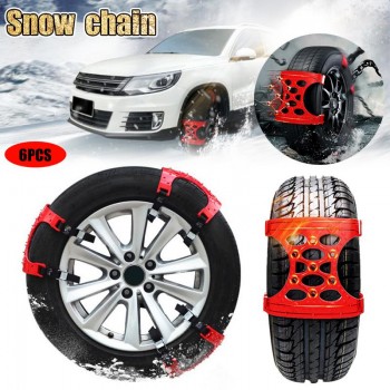 6pcs Lot New Double Buckle Car Snow Tire Adjustable Anti-skid Chains Thickened Beef Tendon Wheel Chain for Snow Mud Road + Free