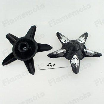 Motorcycle Black Spun Blade Spinning Front Axle Cap Nut Cover For Harley Dyna Touring XL XG Softail Softail V Rod VRSC