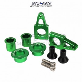 CNC Rear Axle Blocks Chain Adjuster With Spool Slider Bolts amp; Front amp; Rear Wheel Hub Spacers Sets For KX125 250 KXF250 KXF450