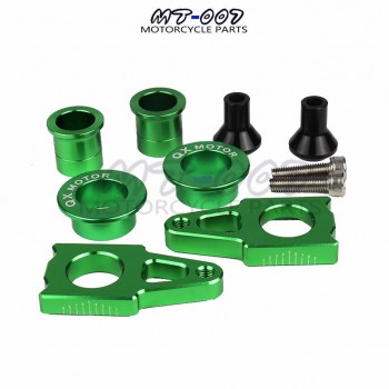 CNC Rear Axle Blocks Chain Adjuster With Spool Slider Bolts amp; Front amp; Rear Wheel Hub Spacers Sets For KX125 250 KXF250 KXF450