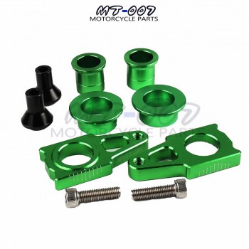 CNC Rear Axle Blocks Chain Adjuster With Spool Slider Bolts amp; Front amp; Rear Wheel Hub Spacers Sets For KX125 250 KXF250 KXF450