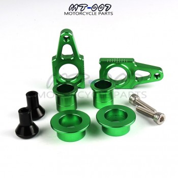 CNC Rear Axle Blocks Chain Adjuster With Spool Slider Bolts amp; Front amp; Rear Wheel Hub Spacers Sets For KX125 250 KXF250 KXF450