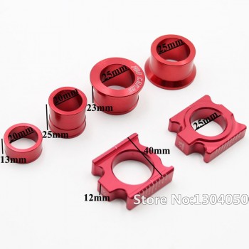 CNC Aluminum Rear Chain Adjuster Axle blocks with wheel busher Spacer sleeve for CR125 250R CRF 250R 250X 450R 450X Dirt bike
