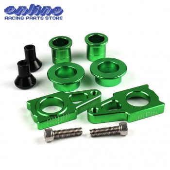CNC Front amp; Rear Wheel Hub Spacers amp; Rear Axle Blocks Chain Adjuster With Spool Slider Bolts Sets For KX125 250 KXF250 KXF450