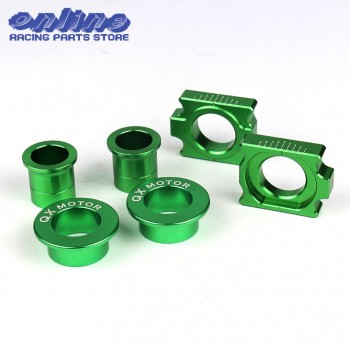 QXMOTOR Log CNC Front Rear Wheel Hub Spacers Chain Adjuster Axle Block for KX125 KX250 KXF250 KXF450 Motorcycle Dirt Bike
